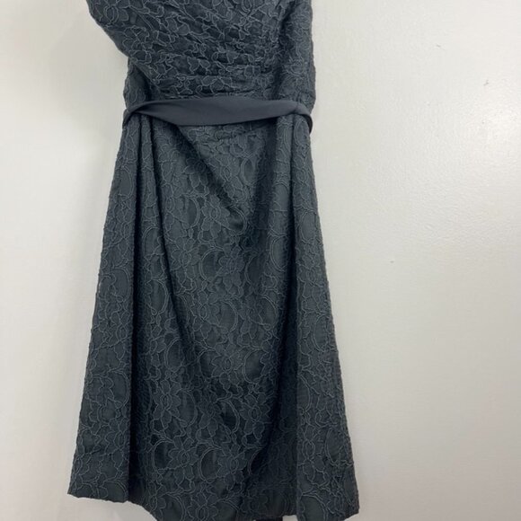 Mori Lee by Madeline Gardner Grey Lace Strapless Formal Dress - Picture 4 of 13